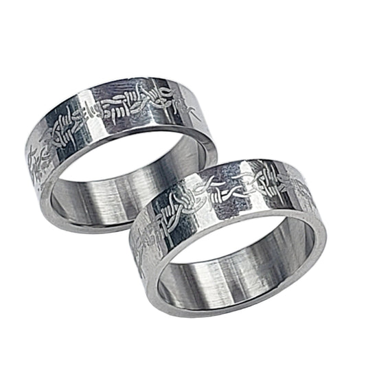 Stainless Steel Ring with Ring of Thorns - New Earth Gifts